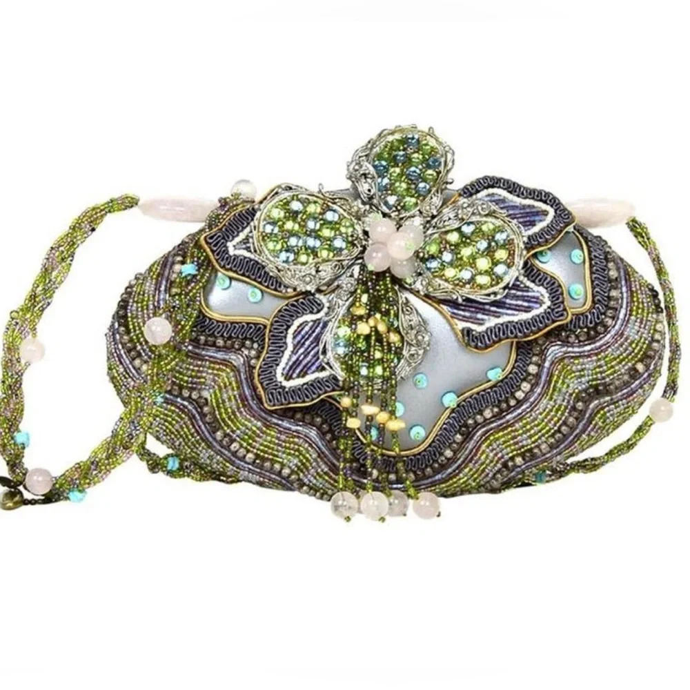 Vintage Mary Frances Beaded Bag Rose Quartz